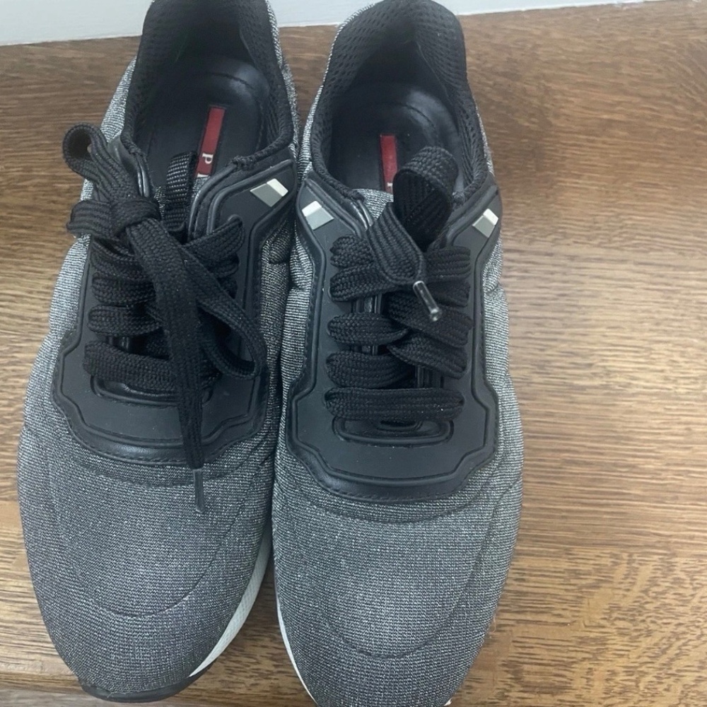 Prada Grey Metallic Sneakers Size 39
